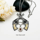Womens Ammo Bullet Double Pistols Gun Charm Necklace