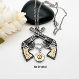 Womens Ammo Bullet Double Pistols Gun Charm Necklace