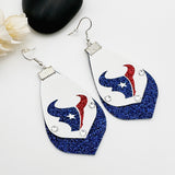Houston Double Glitter Faux Leather Football Earrings