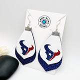 Houston Double Glitter Faux Leather Football Earrings