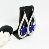 Texas Star Silhouette Faux Leather Football Earrings