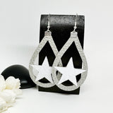 Texas Star Silhouette Faux Leather Football Earrings