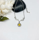 Dainty Antler Bullet Charm Necklace With Birthstone Crystal