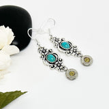 Bullet 9 mm Turquoises Charm Earrings