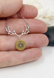 Dainty Antler Bullet Charm Necklace With Birthstone Crystal