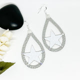 Texas Star Silhouette Faux Leather Football Earrings