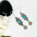 Bullet 9 mm Turquoises Charm Earrings