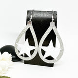 Texas Star Silhouette Faux Leather Football Earrings