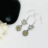 Sterling Silver Butterfly 9 mm Bullet Charm Earring For Women