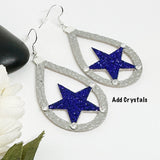 Texas Star Silhouette Faux Leather Football Earrings