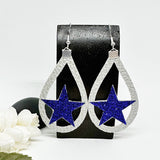 Texas Star Silhouette Faux Leather Football Earrings