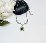 Dainty Antler Bullet Charm Necklace With Birthstone Crystal