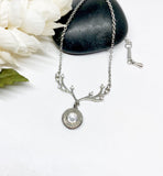 Dainty Antler Bullet Charm Necklace With Birthstone Crystal