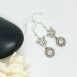 Sterling Silver Butterfly 9 mm Bullet Charm Earring For Women