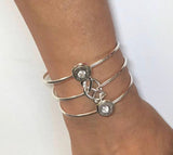 Bullet Bling Wired Wide Cuff Bracelet With Rose Gold Crystals Crystals