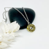 Womens Brass 45 Ammo / Bullet Necklace & Stud Earrings Gift Set