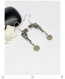 Silver Pistol 9 mm Bullet  Gun Charm Dangle Earrings, Women’s Ammo Gifts