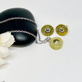 Womens Brass 45 Ammo / Bullet Necklace & Stud Earrings Gift Set