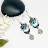 Womens Bullet 9 mm Turquoise Earrings