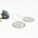 Leather Volleyball White Silhoutte Earrings