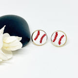 Leather Baseball Jewelry Stud Earrings