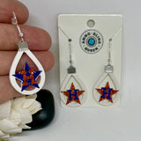 Houston Baseball White Mini Silhouette Earrings