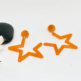 Blue Orange Resin Glitter Star Baseball Football Earrings