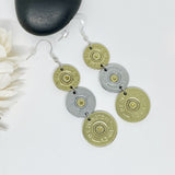 Womens Triple Shotgun Shell Dangle Earrings