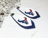 Houston Double Glitter Faux Leather Football Earrings