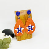 Womens Houston Glitter Stud Baseball Earrings