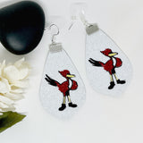 Custom Schools Sports Glitter Double Faux Leather Earrings