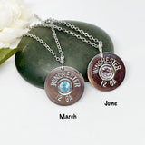 Shotgun Shell 12 Gauge Birthstone Necklace