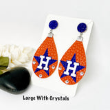 Womens Houston Glitter Stud Baseball Earrings