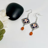 Womens Baseball Texas Orange Star Triangle Baseball Earrings