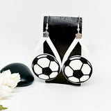 Leather Volleyball White Silhoutte Earrings