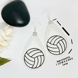 Leather Volleyball White Silhoutte Earrings