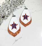 Houston Star Leather Double Glitter Earrings