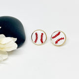 Leather Baseball Jewelry Stud Earrings