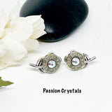 Womens Bullet 223 Flower Stud Earrings In Brass Or Nickel Genuine Swarovski Crystals