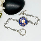 Heart Link Houston Baseball  Bracelet Sports Jewelry
