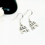 Silver Republicans Political Elephant Earrings