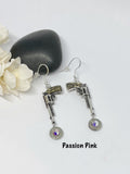 Silver Pistol 9 mm Bullet  Gun Charm Dangle Earrings, Women’s Ammo Gifts