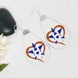 Baseball Orange Or Blue Glitter Heart Earrings