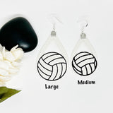 Leather Volleyball White Silhoutte Earrings