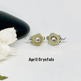 Womens Bullet 223 Flower Stud Earrings In Brass Or Nickel Genuine Swarovski Crystals