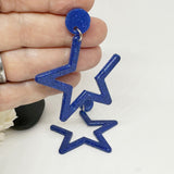 Blue Orange Resin Glitter Star Baseball Football Earrings