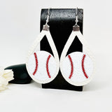 Leather Volleyball White Silhoutte Earrings