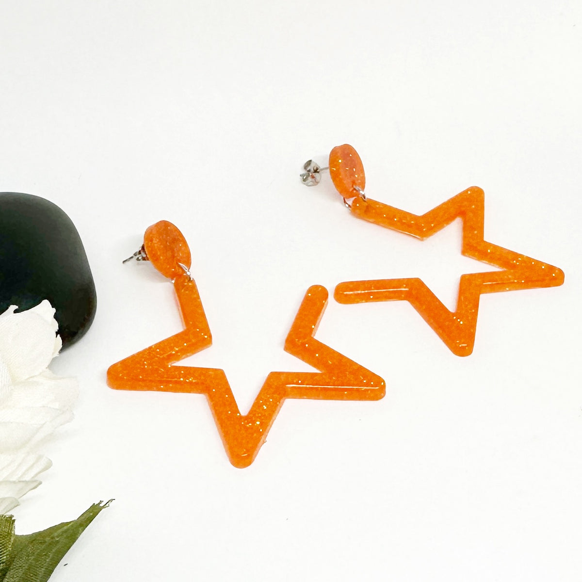 Gold Star Earrings | Astros Earrings | Blue and Orange Stars Royal