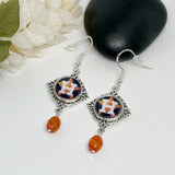 Womens Baseball Texas Orange Star Triangle Baseball Earrings