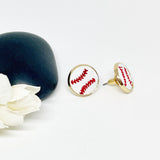 Leather Baseball Jewelry Stud Earrings